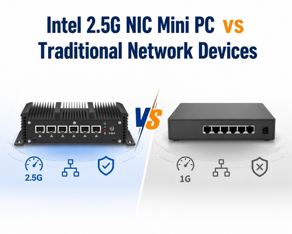 Últimos blogs de la empresa sobre Intel 2.5G Ethernet Mini PC VS Dispositivos de Red Tradicionales: Diferencias de Aplicación para Redes Empresariales Flexibles