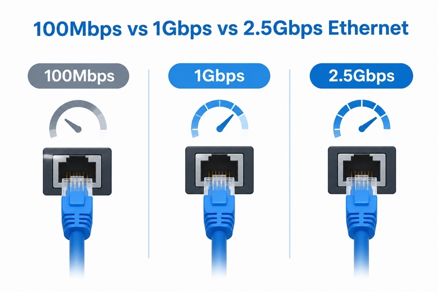 Últimos blogs de la empresa sobre 100Mbps vs 1Gbps vs 2.5Gbps Ethernet: Cómo la velocidad de red de las PC industriales afecta la latencia