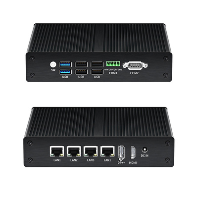 Comprar Minicomputadora industrial sin ventilador Linux Intel N100 DDR4 16G RAM 4LAN Dual COM Fabricación en línea