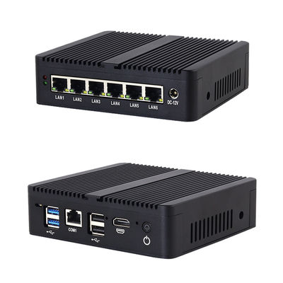 Celeron J6412 6GbE LAN Firewall Mini PC con MSATA SSD 32 GB de RAM Router de cortafuegos negro