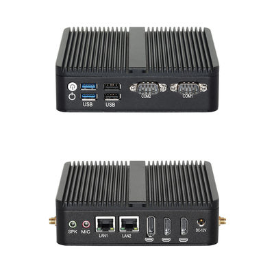 Intel N100 PC industrial sin ventilador con chasis negro Puertos de pantalla triple para industrial