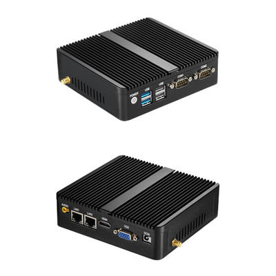 Dual Ethernet Dual COM PC industrial sin ventilador Windows 10 Linux Mini Escritorio