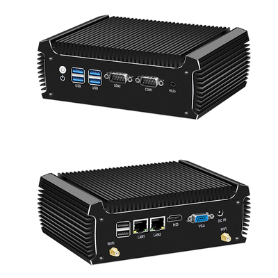 Intel Core i3 7100U Mini PC con 2 LAN 2 COM PC industrial sin ventilador
